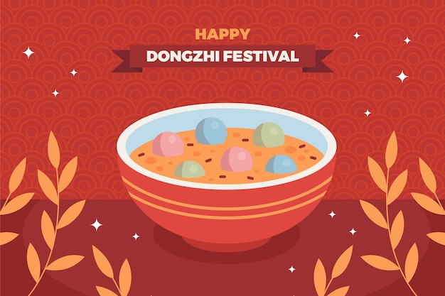 Plik wektorowy płaska ilustracja festiwalu dongzhi