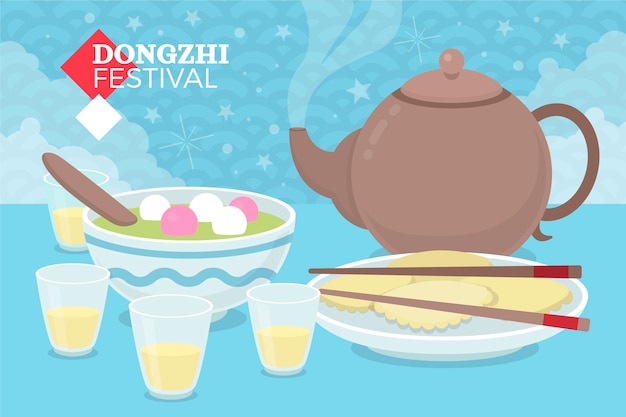 Płaska ilustracja festiwalu dongzhi
