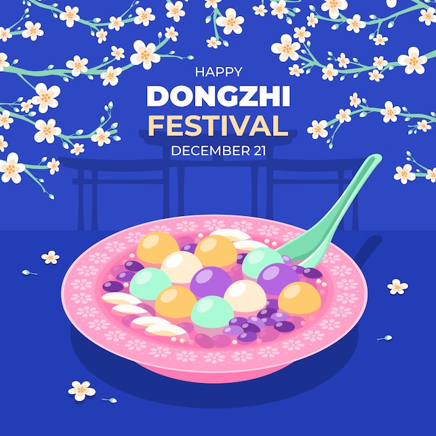 Plik wektorowy płaska ilustracja festiwalu dongzhi