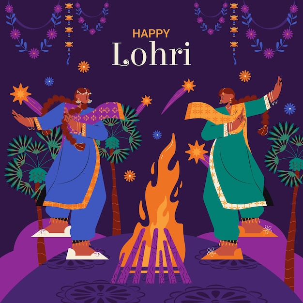 Płaska ilustracja festiwalu lohri