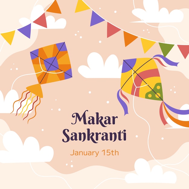 Plik wektorowy płaska ilustracja festiwalu makar sankranti