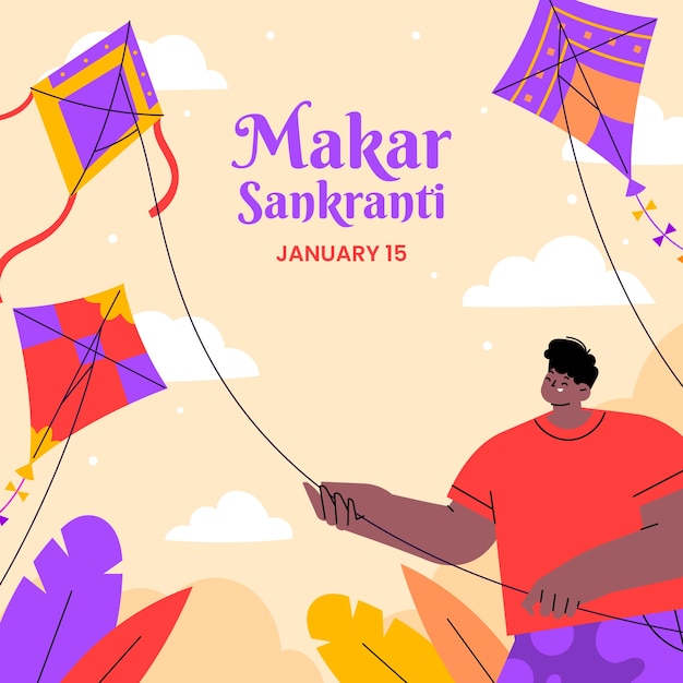 Plik wektorowy płaska ilustracja festiwalu makar sankranti