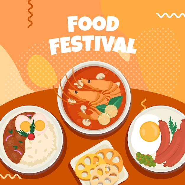 Płaska Ilustracja Festiwalu żywności