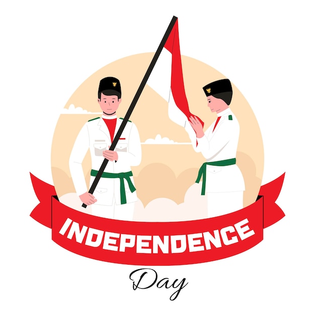 Płaska Ilustracja Indonezyjskiego Dnia Niepodległości