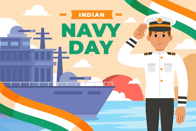 Płaska Ilustracja Indyjskiej Marynarki Wojennej