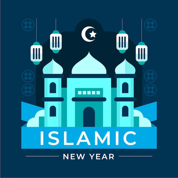 Płaska Ilustracja Islamskiego Nowego Roku