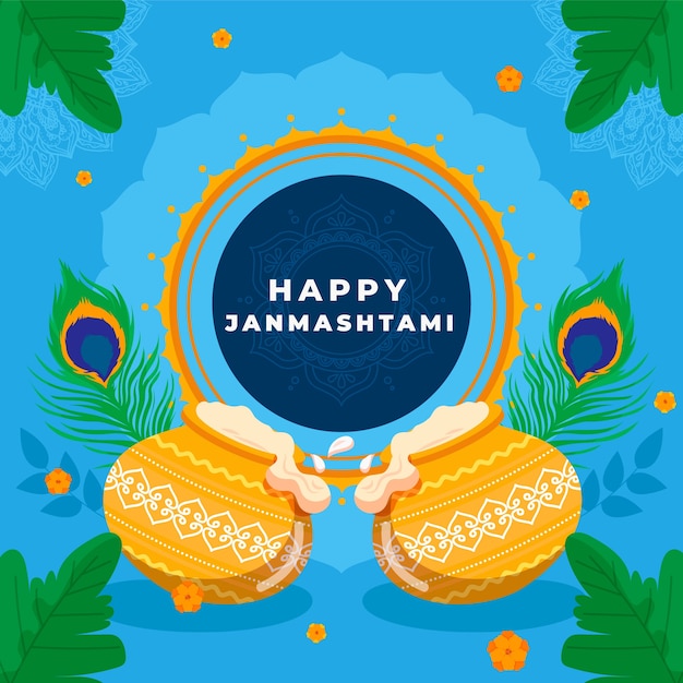 Plik wektorowy płaska ilustracja janmashtami