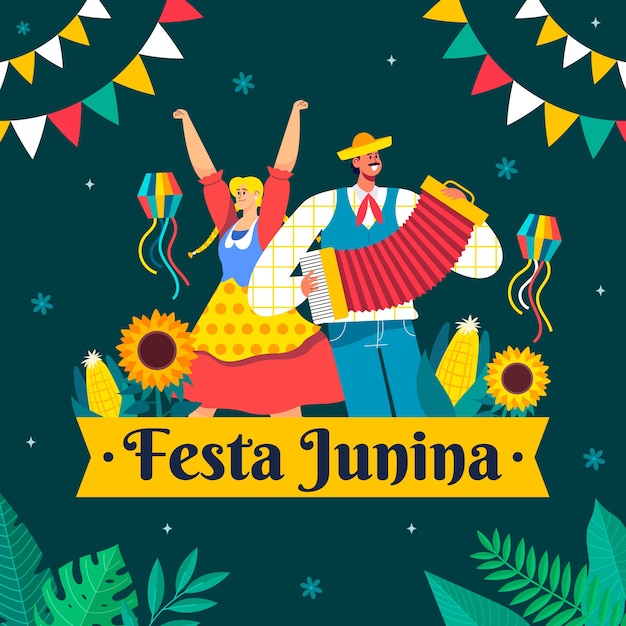 Plik wektorowy płaska ilustracja juninas fest