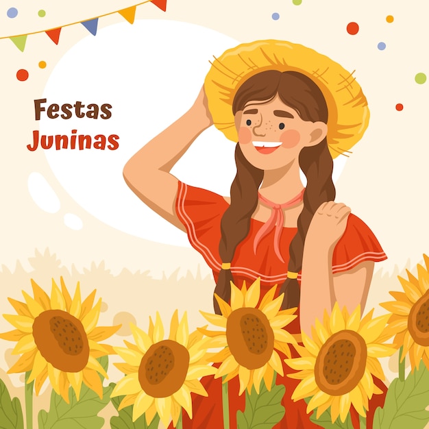 Płaska Ilustracja Juninas Fest
