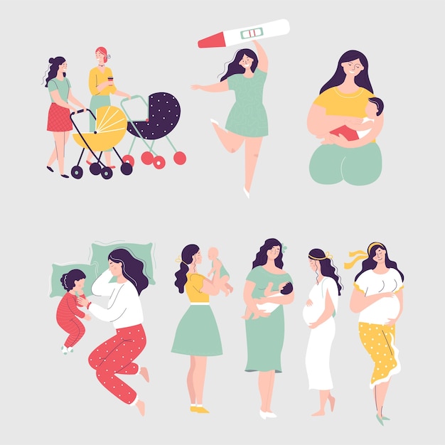 Płaska Ilustracja Kobiety W Ciąży