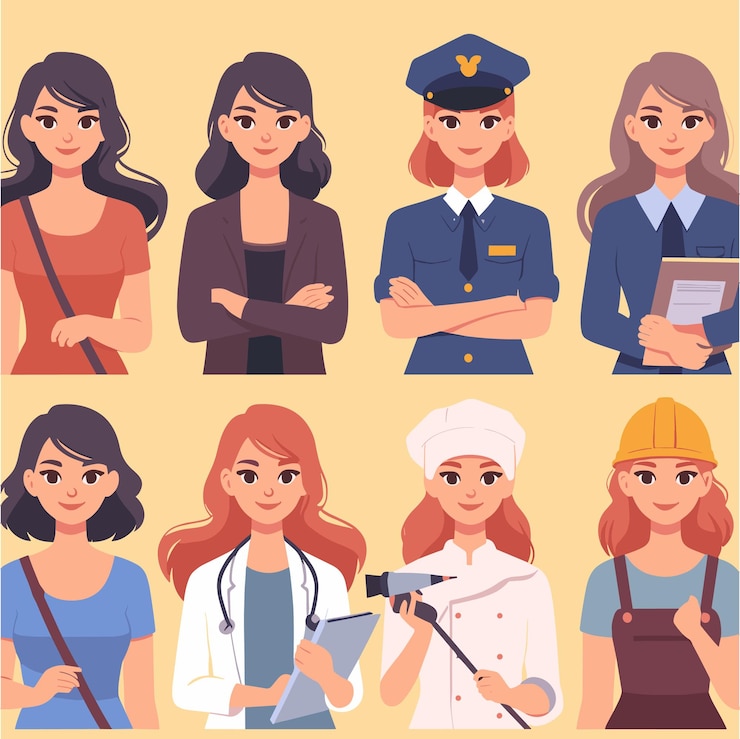 Wektor płaska ilustracja kobiety z jej pracą dla wibracji dnia kobiet