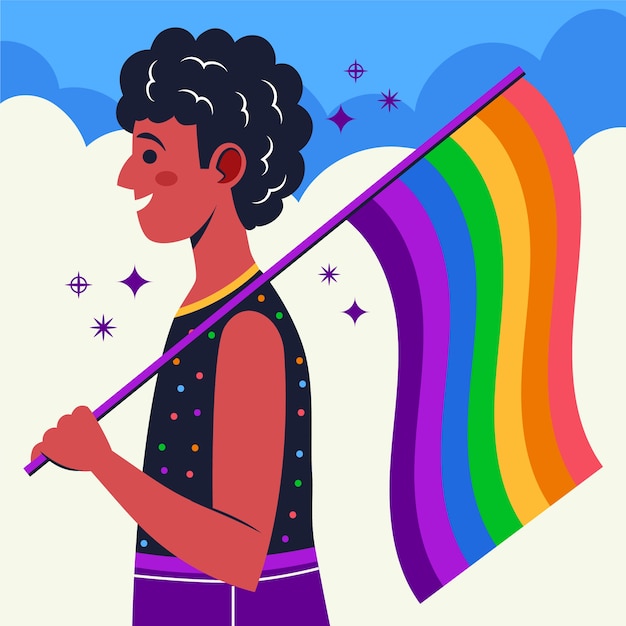 Płaska ilustracja lgbt miesiąca dumy