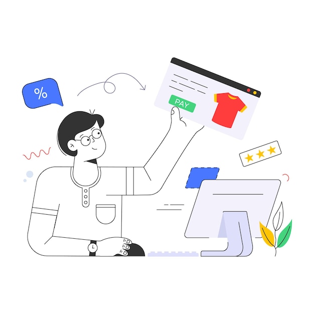 Płaska ilustracja M-commerce jest poręczna i edytowalna