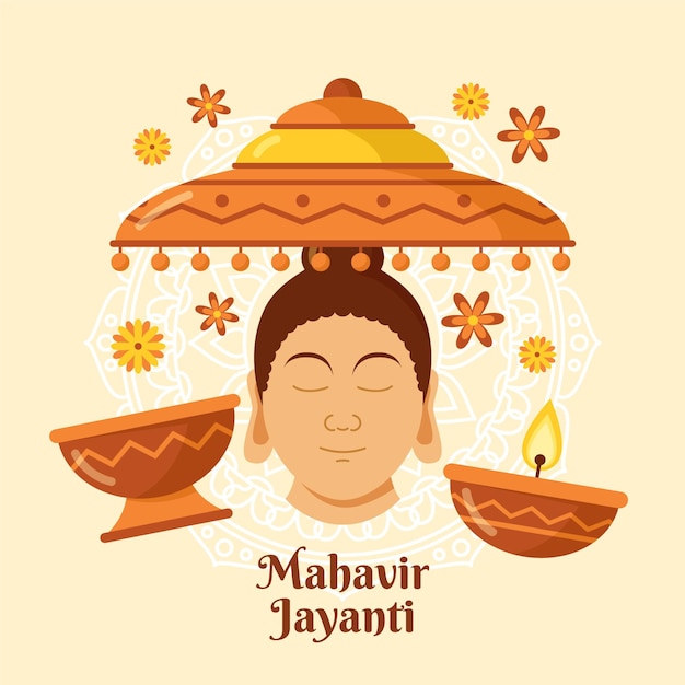 Płaska Ilustracja Mahavir Jayanti