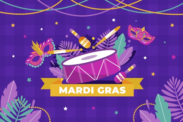 Płaska Ilustracja Mardi Gras