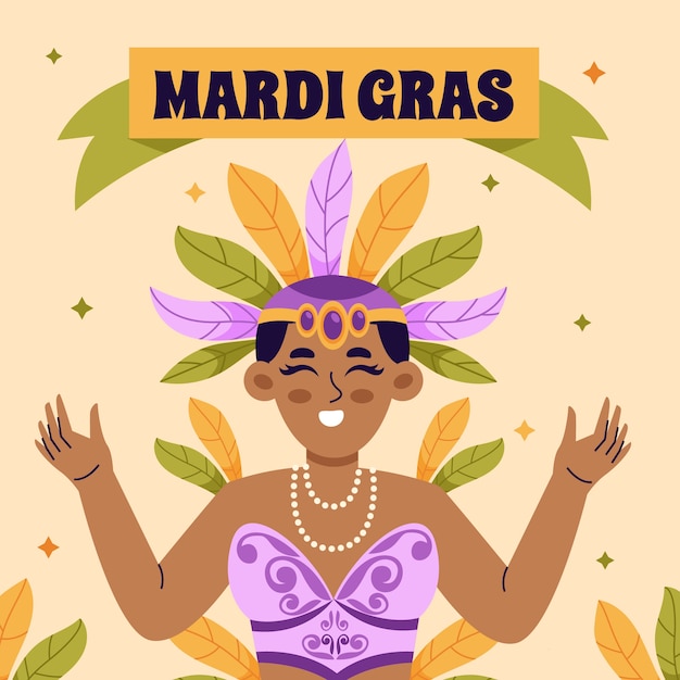 Płaska Ilustracja Mardi Gras