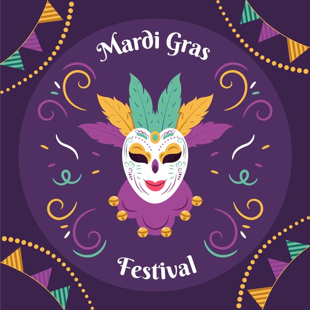 Płaska Ilustracja Mardi Gras