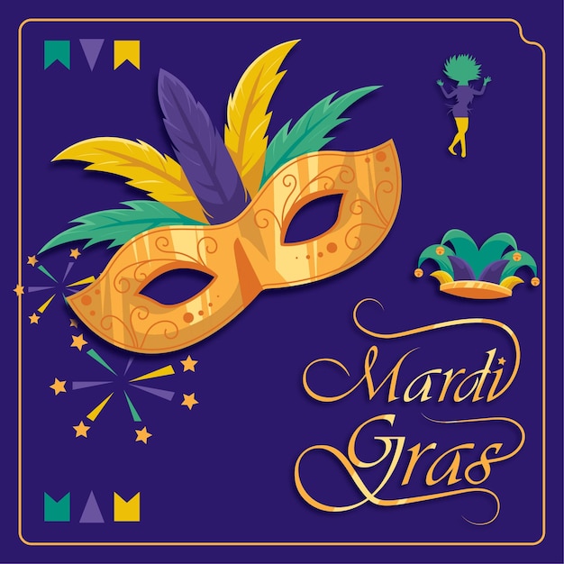 Płaska Ilustracja Mardi Gras