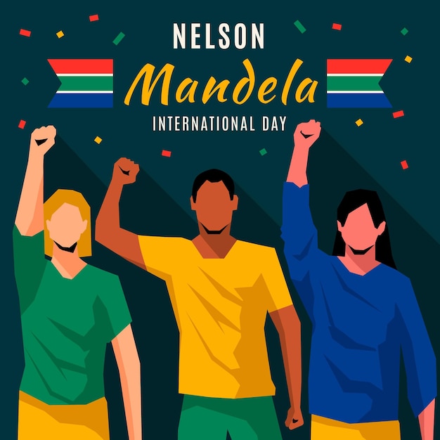 Płaska Ilustracja Międzynarodowego Dnia Nelsona Mandeli