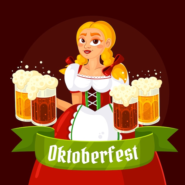 Plik wektorowy płaska ilustracja na festiwal oktoberfest