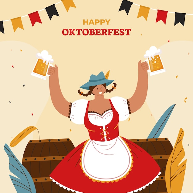 Plik wektorowy płaska ilustracja na festiwal oktoberfest