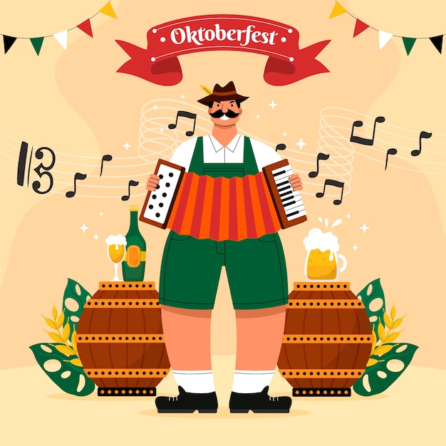 Plik wektorowy płaska ilustracja na festiwal oktoberfest