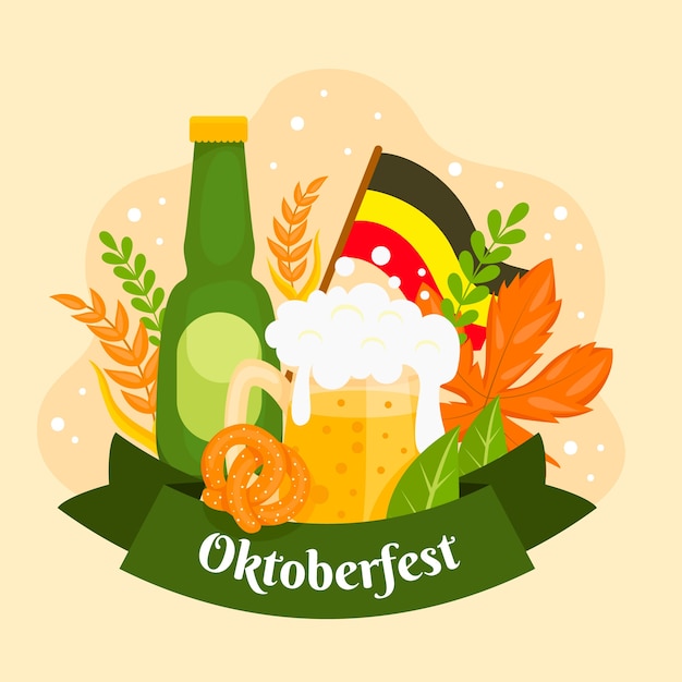 Płaska Ilustracja Na Festiwal Oktoberfest