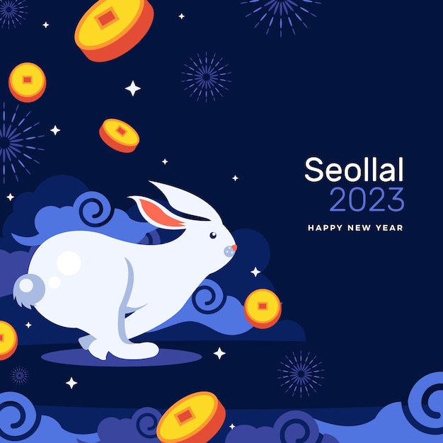 Płaska Ilustracja Na Festiwal Seollal