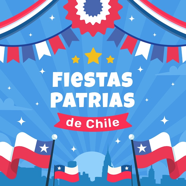 Plik wektorowy płaska ilustracja na fiesty patrias chile