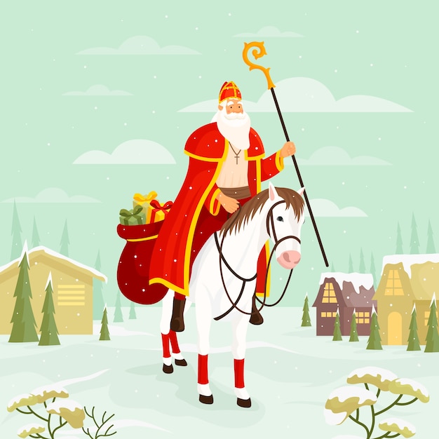 Płaska Ilustracja Na Holenderskie Wakacje Sinterklaas