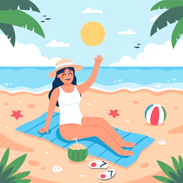 Płaska ilustracja na lato