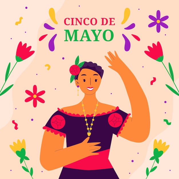 Płaska Ilustracja Na Obchody Cinco De Mayo