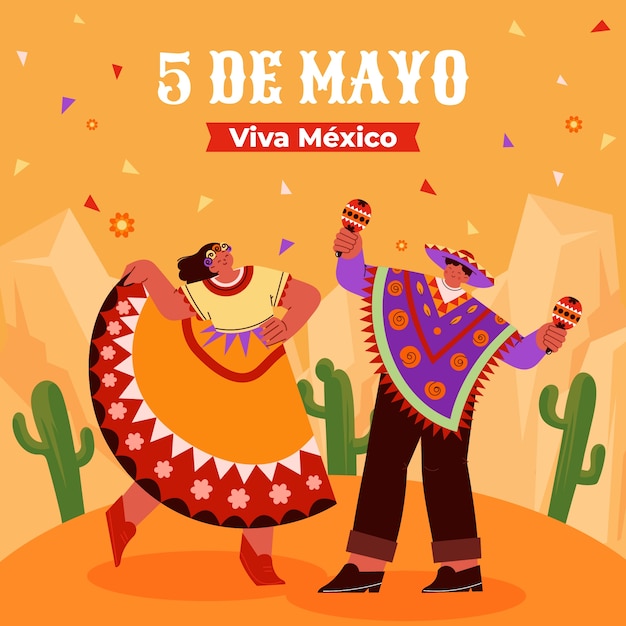 Płaska Ilustracja Na Obchody Cinco De Mayo