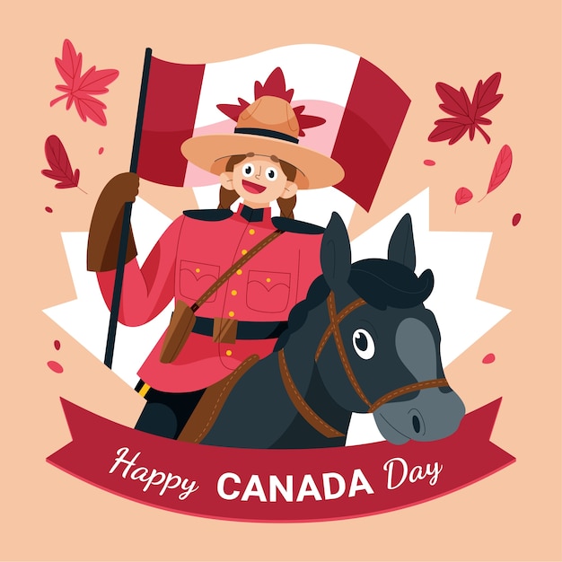 Płaska Ilustracja Na Obchody Dnia Kanady