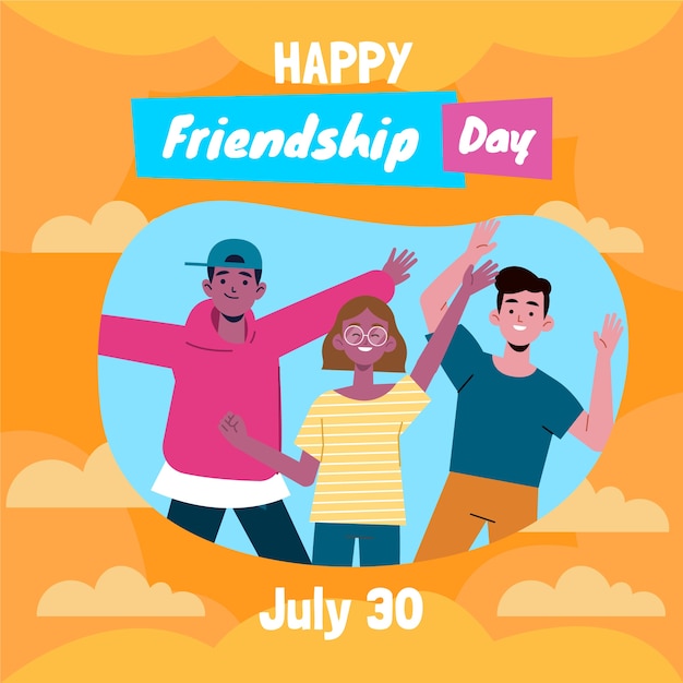 Płaska ilustracja na obchody dnia przyjaźni