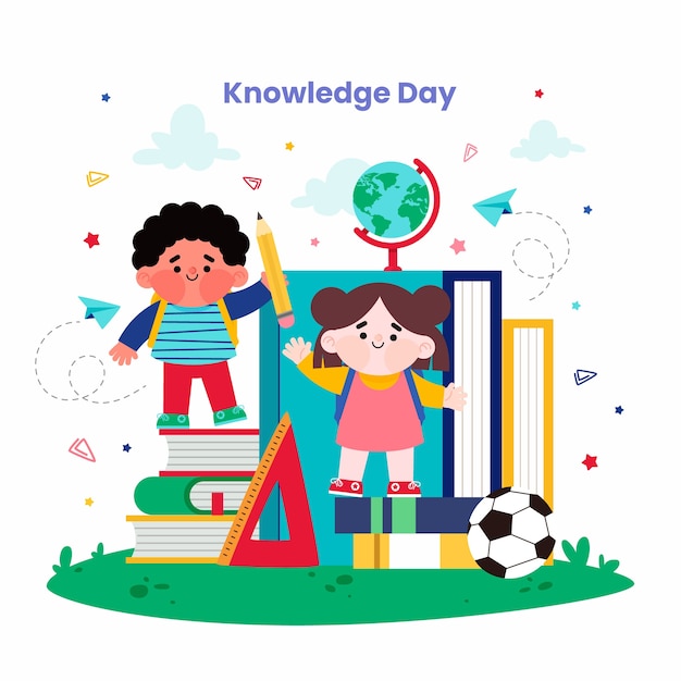 Płaska Ilustracja Na Obchody Dnia Wiedzy