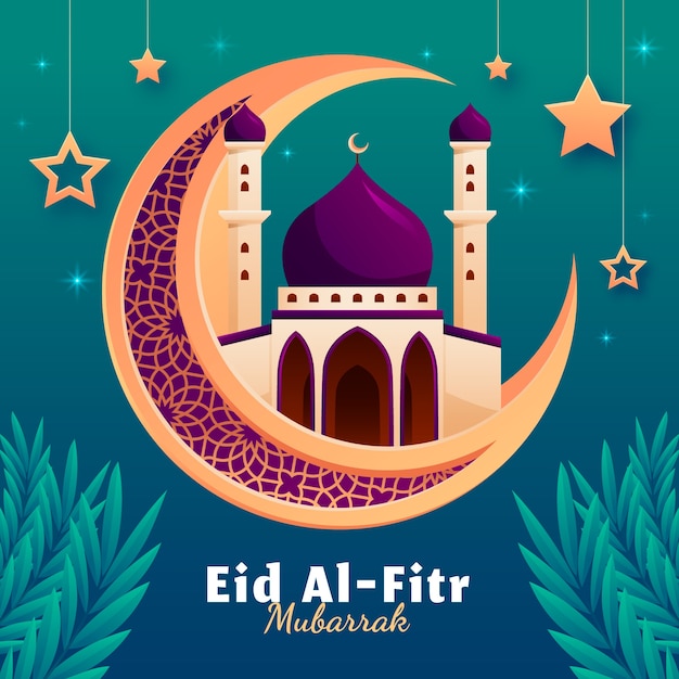 Plik wektorowy płaska ilustracja na obchody eid al-fitr