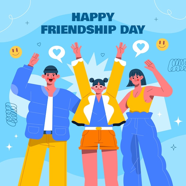 Płaska Ilustracja Na Obchody Międzynarodowego Dnia Przyjaźni