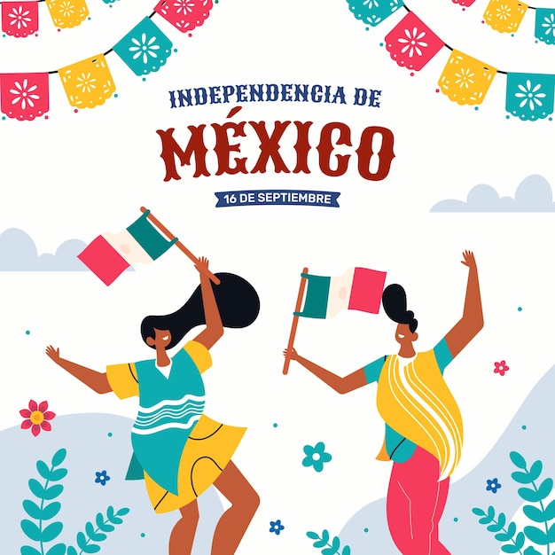 Plik wektorowy płaska ilustracja na obchody niepodległości w meksyku