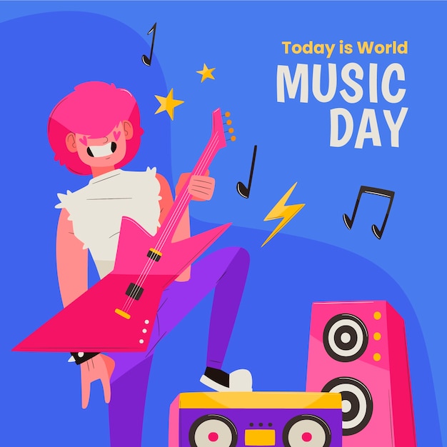 Płaska Ilustracja Na Obchody światowego Dnia Muzyki