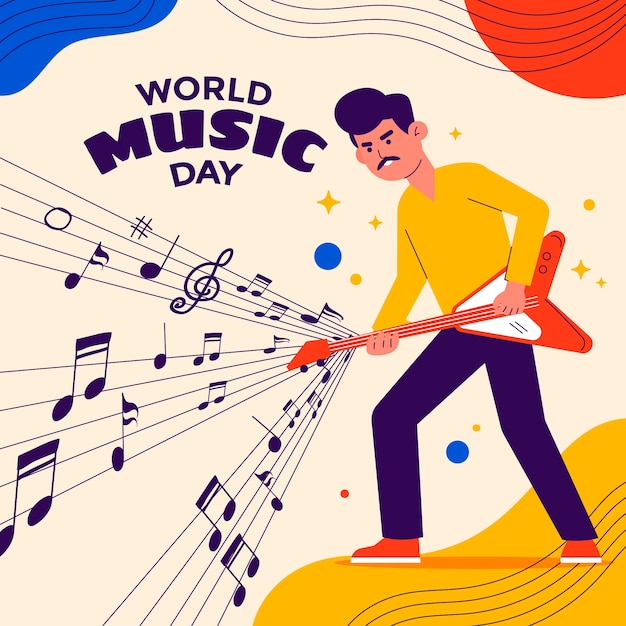 Plik wektorowy płaska ilustracja na obchody światowego dnia muzyki