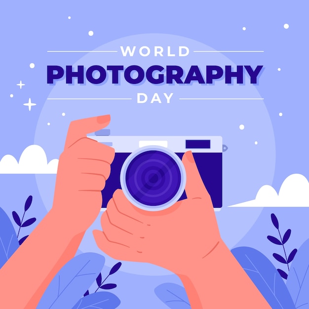 Płaska Ilustracja Na światowy Dzień Fotografii
