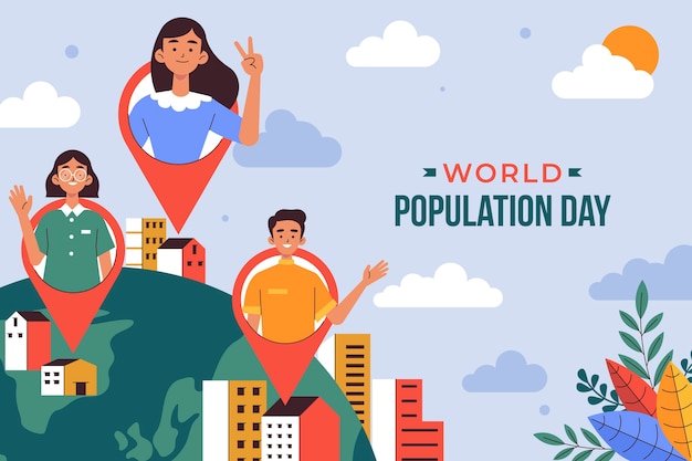 Płaska ilustracja na światowy dzień ludności