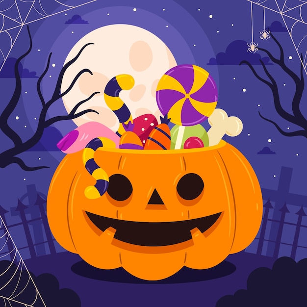 Płaska ilustracja na święto Halloween