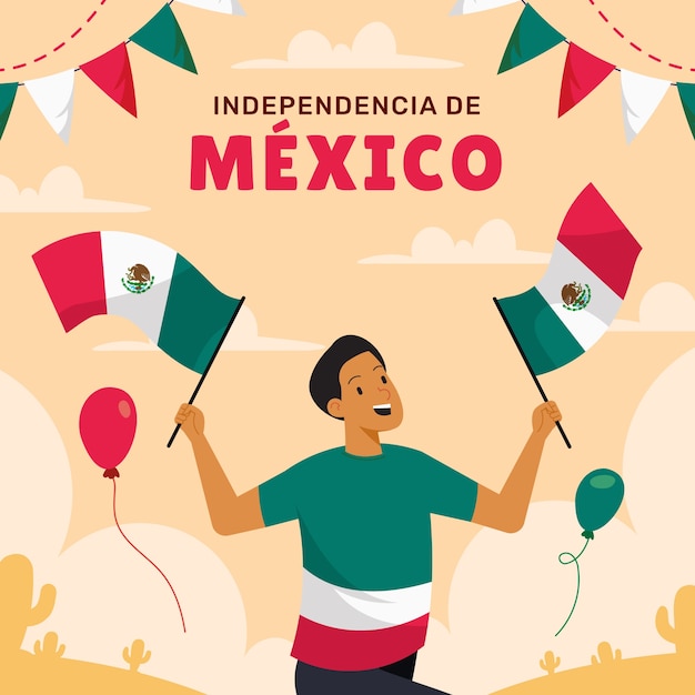Plik wektorowy płaska ilustracja na świętowanie dnia niepodległości meksyku