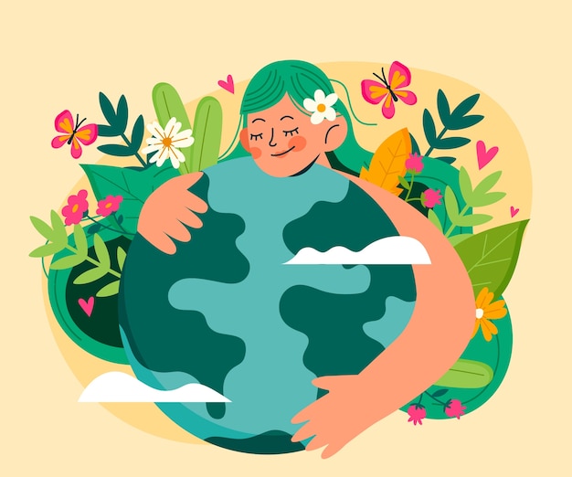 Płaska ilustracja na świętowanie Dnia Ziemi