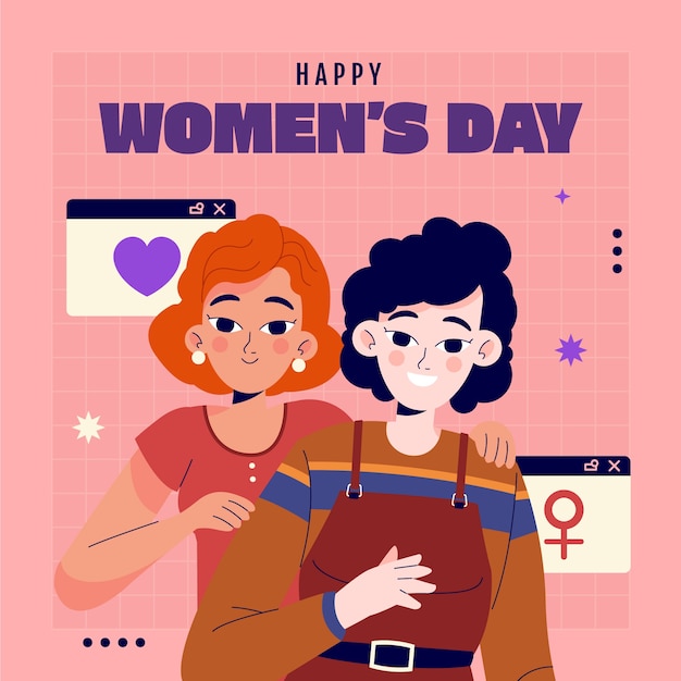 Plik wektorowy płaska ilustracja na świętowanie międzynarodowego dnia kobiet.