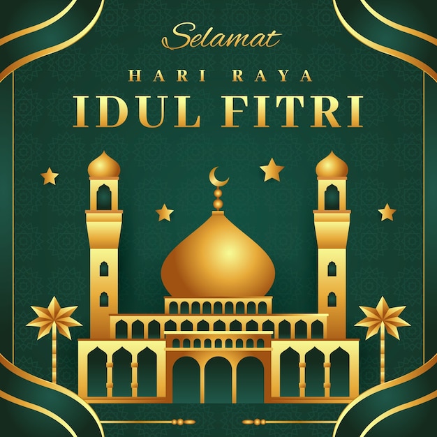Płaska ilustracja na uroczystość hari raya idul fitri