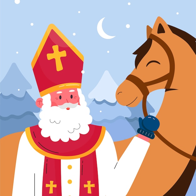 Plik wektorowy płaska ilustracja na wakacje sinterklaas