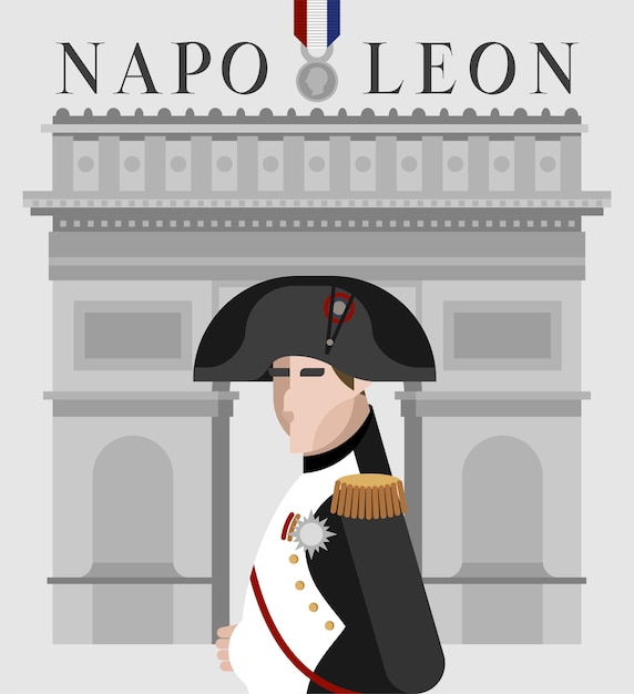 Płaska ilustracja Napoleona Bonaparta
